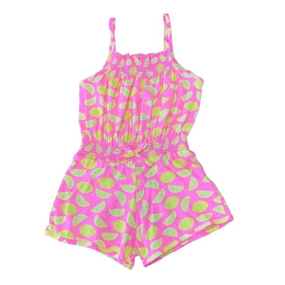 Young Dimension Other - YOUNG DIMENSION Lemons Romper Girls 2-3 2T 3T Neon Pink Summer Playsuit Toddler